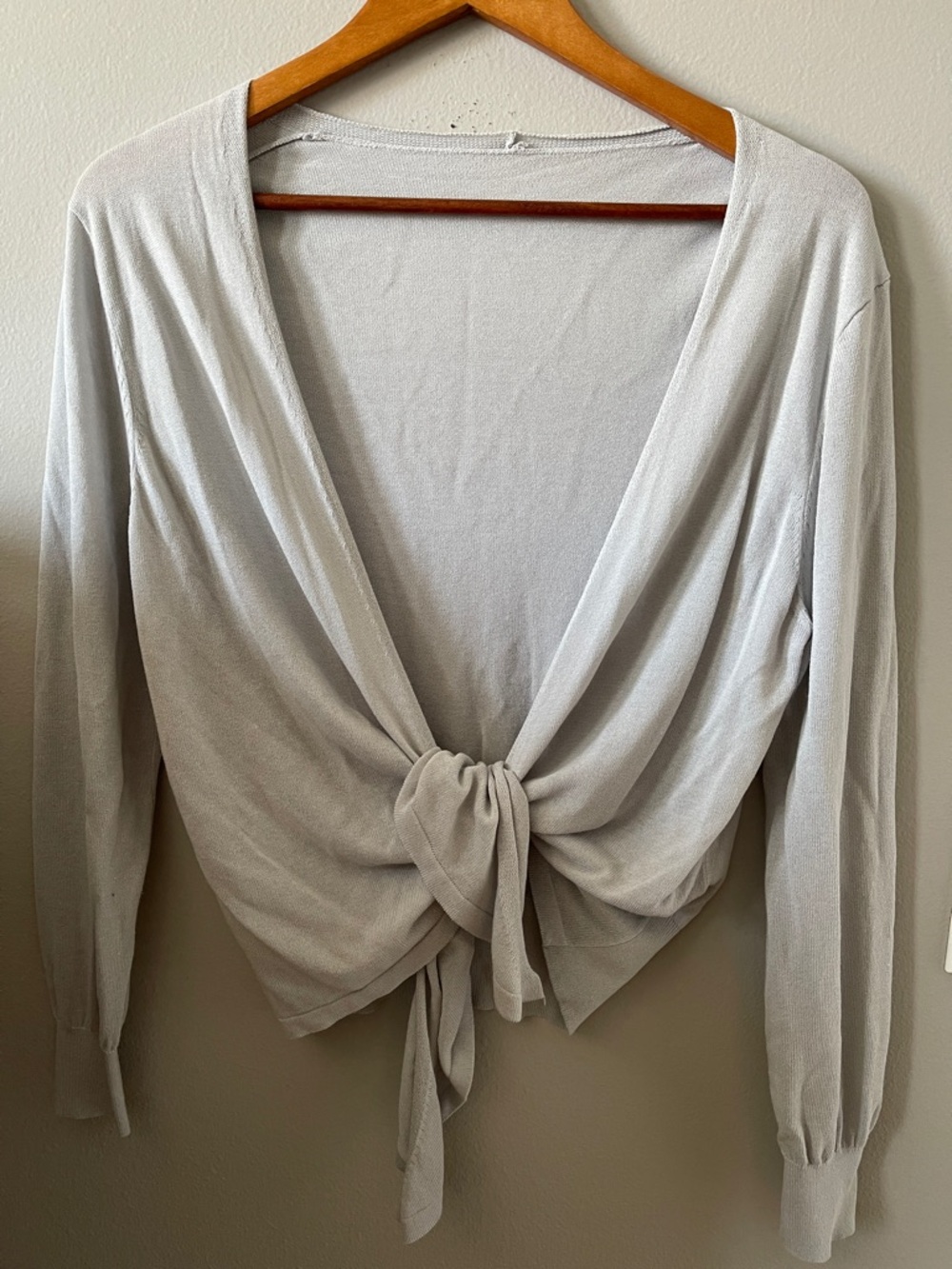 Tie front silk blend cardigan